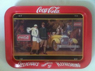 1987 Vintage Coca Cola TV Snack Tray   Lap BED Tray COKE AD CAR 1924 