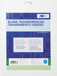 YUDU Blank Transparencies 8.5 x 11 Pkg of 5. New in package
