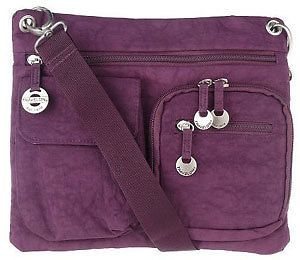Travelon Crinkle Nylon Multi Pocket Cross Body Bag Lightweight Travel 