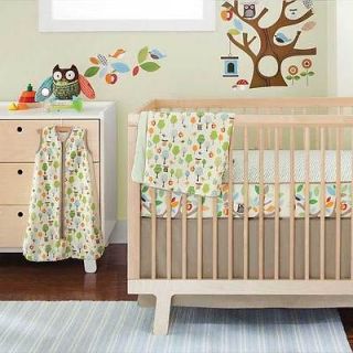 4p Colorful Tree Leaf Forest Owl Neutral Crib Bedding Set For Babies w 