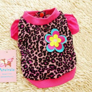 Sexy Leopard Flower Rose Mixed Purple Cats DOGS Clothes Thick COAT XXS 