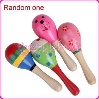 Random one Colorful Baby Kids Maraca Wooden Percussion Musical Toy