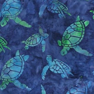 Totally Tropical Sea Turtles Batik Quilt Fabric By The Yard