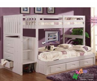 white twin over full stair stepper bunk bed shipping available