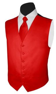 New SATIN Tuxedo Suit Vest and Neck Tie Various Colors All Sizes