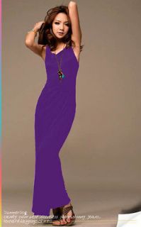 Fancy women Backless purple Stretch Maxi Slim Long Sundress size M US6 