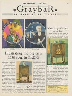 1930 GRAYBAR Electric advertisement Super Heterodine radio phonograph 
