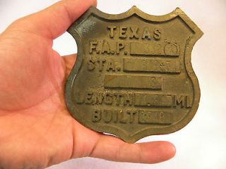 Vintage Sign Texas Shield Highway Road Marker dated 1948   Solid 