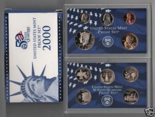 2000 clad us mint proof 10 coin set original box