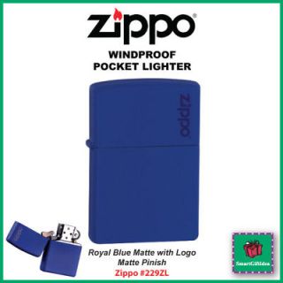 royal blue matte with logo genuine usa windproof zippo lighter