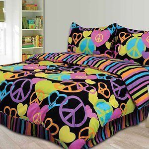 new pink cookie peace and love 3pc twin comforter set