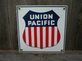 union pacific porcelain coat ed railroad sign s time left