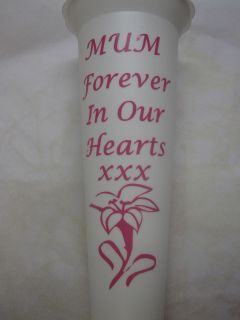 GRAVE VASES PERSONALISED WITH ANY NAME or TITLE OF YOUR CHOICE PLUS 