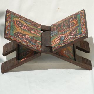 BIBLE HOLDER FROM ETHIOPIA, ETHIOPIAN ICON WITH PAINTINGS, AFRICAN ART 