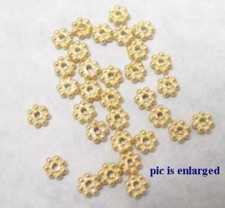 50 vermeil daisy spacer beads 22kt gold plate beads 4mm  19 