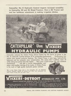 Vintage 1958 CATERPILLAR D2 CRAWLER TRACTORS Advertisement VICKERS