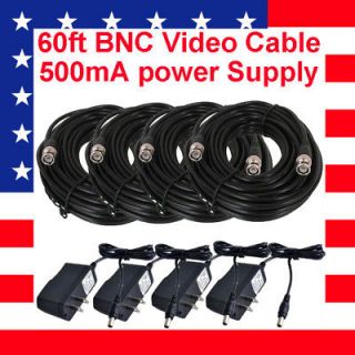 Newly listed 4 X 60ft CCTV BNC Video Security Camera Cable w/ Power