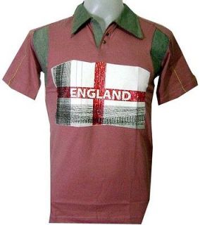 NEW VINTAGE FLAG ENGLAND SPORT PINK MENS SHORT SLEEVE COTTON POLO 