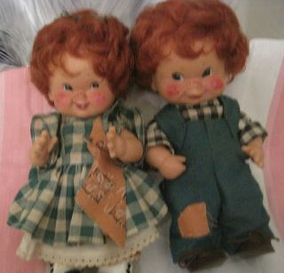 vintage vinyl red headed charlot byj two dolls boy girl