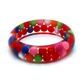 clear resin multicolor polka dot bangle fun jewelry time left