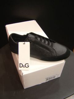 Mens New D&G Sneakers Vitello Logato + Crosta Trainers   Black   Range 