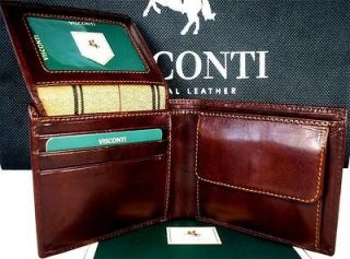   Wallet Italian Real Leather Vintage Brown Visconti in Gift Box BNWT