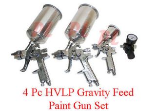 PC HVLP Stainless Air Gravity Feed Spray Paint Gun Regulator New