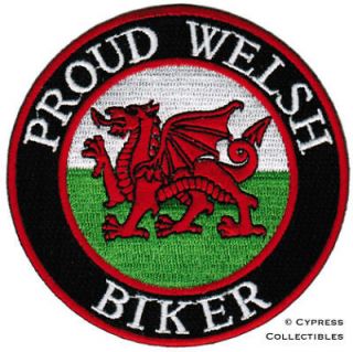   WELSH BIKER embroidered PATCH WALES FLAG BRITISH iron on UK PRIDE