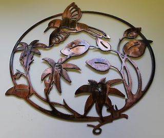 humming bird metal wall art decor copper bronze plated time
