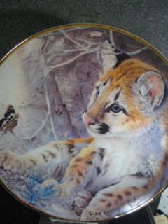 Franklin Mint Glen Loates FIRST ENCOUNTER Tiger Cub & Butterfly