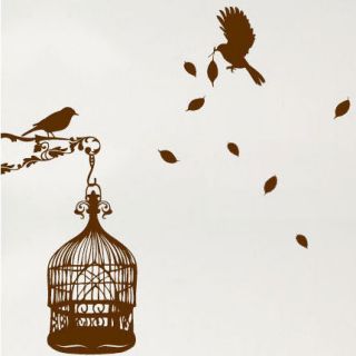 large bird cage leaves wall stickers wall decals location united 