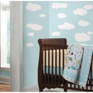 19 New WHITE CLOUDS WALL DECALS Baby Nursery Sky Stickers Kids Room 