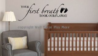Baby Nursery Wall Sticker Decal Quote Saying Art Your First Breath 