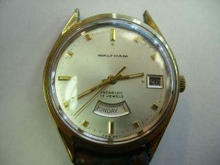 Vintage Waltham Incabloc 17j Base Metal Windup Wrist Watch *13