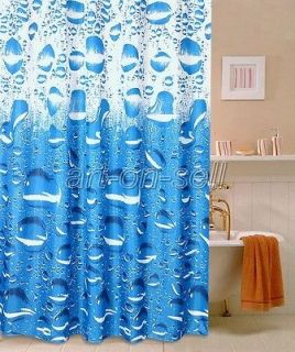 Simple Blue Water Bead Pattern Bathroom Fabric Beautiful Shower 