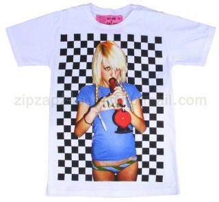 Mens Retro Punk Rock Pop Vintage Finger Girl Lady T Shirt Sexy Blonde 
