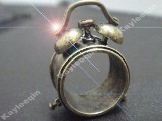 vintage alarm clock watch 3d copper kitsch finger ring steampunk