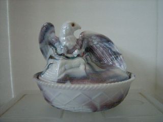 1977 Levay Westmoreland Glass Limited Edition Covered Eagle Nest w 