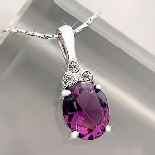 White Gold gp Classic 3.5ct Oval Cut Purple Amethyst Party Pendant 