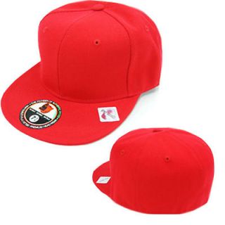 Fitted Baseball Hat Cap Plain Basic Blank Color Flat Bill Visor