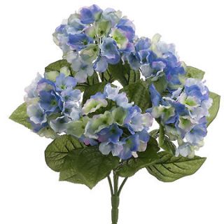 17.5 Silk Hydrangea Garden Flower Bush  2 Tone Blue (case of 12)