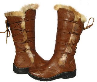 Womens BOOTS Knee High DM5 Winter Fur Lined Snow Camel shoe Ladies 