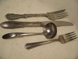 mixed lot of vintage flatware nickel silver stainless time left
