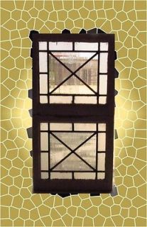 pair of antique leaded glass windows  148