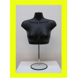 Black Female Upper Torso Mannequin Form W/ Metal Base   Countertop 
