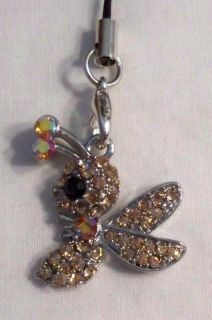 crystal bee cell phone charm new  5