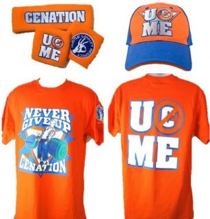   Orange Cenation WWE Costume T shirt Baseball Hat Headband Wristbands