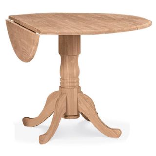   Dual Drop Leaf Round Dining Table Pedestal Base Unfiinished Solid Wood
