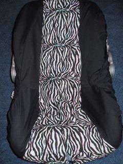 NEW INFANT CAR SEAT COVER  BLACK AND WHITE ZEBRA WITH BLACK BORDER