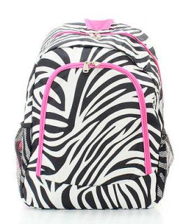 Personalized PINK ZEBRA LARGE School Backpack Embroidery Name Monogram